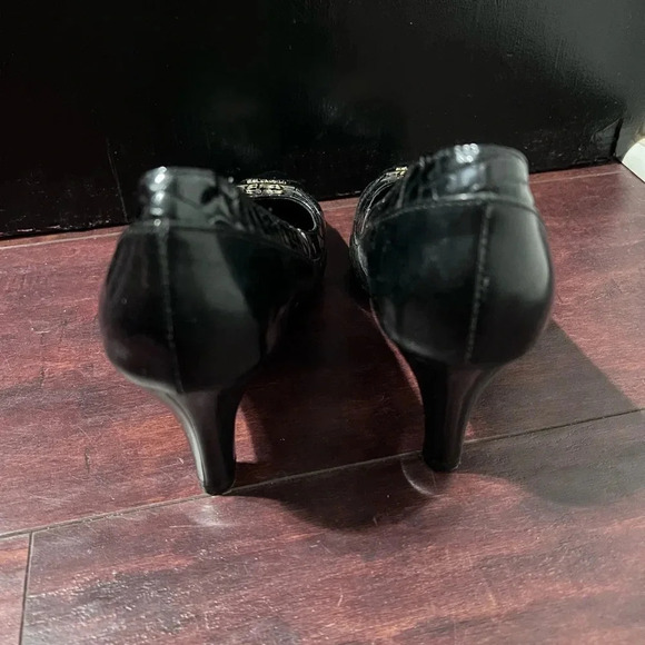 Christian DIOR Heels Shoes Designer Black/Gold Pointed Toe Pumps Size 4 (35) EUC - Picture 7 of 13